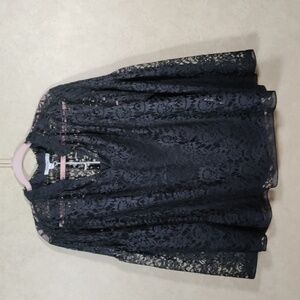 04153 Chico's black lace bell sleeve blouse w/cami 3.5 18 NWT